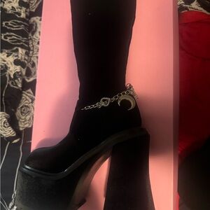 Dolls Kill Black Velvet Boots